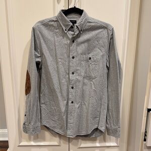 Gray Button-Up Shirt with Elbow Please